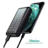 Batería PowerBank Solar Klack de 30000mAh Solar Portátil Con Entradas Tipo C