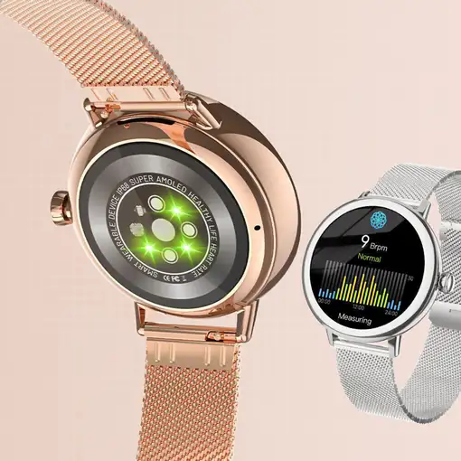 Smartwatch Klack para Mujer de Lujo Pantalla Amoled Llamadas Bluetooth Rosa