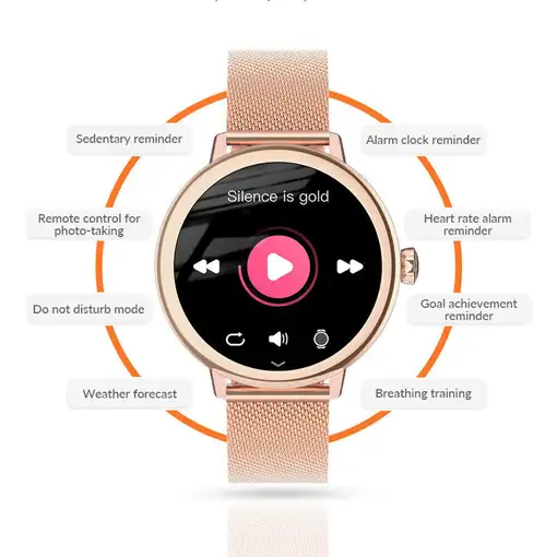 Smartwatch Klack para Mujer de Lujo Pantalla Amoled Llamadas Bluetooth Rosa