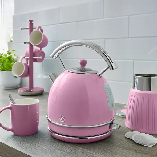 Retro Hervidor Agua Eléctrico, 1,8 L, Resistencia Oculta, sin BPA,SK14630PNEU SWAN