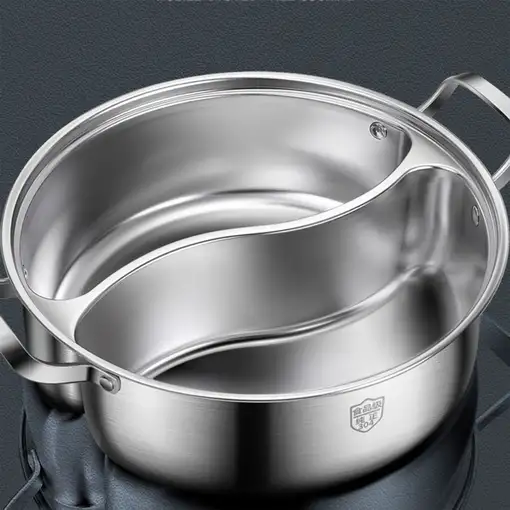 Olla con tapa de vidrio Klack 34 CM  con separación doble, acero inoxidable