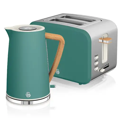 Nordic Set Desayuno, Hervidor Agua 1,7 L, Tostadora 2 rebanadas,STP2090GRENEU SWAN