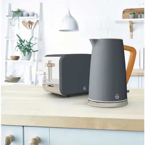 Nordic Set Desayuno, Hervidor Agua 1,7 L, Tostadora 2 rebanadas,STP2090GRYNEU SWAN