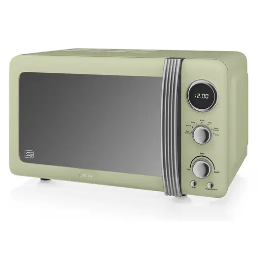 Retro Set Desayuno Hervidor Agua 1,8L, Tostadora,Microondas 20L, STRP2070GNEU SWAN