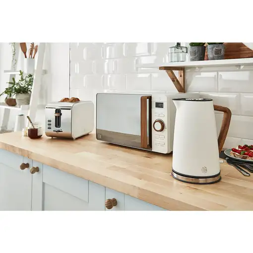 Nordic Set Desayuno, Hervidor 1,7L, Tostadora , Microondas 20L STRP1060WHTNEU SWAN