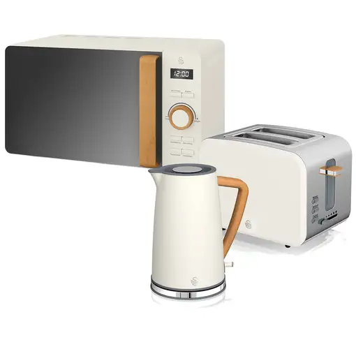 Nordic Set Desayuno, Hervidor 1,7L, Tostadora , Microondas 20L STRP1060WHTNEU SWAN