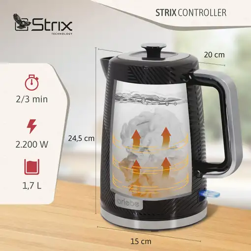 Set Tostadora Pan 2 Rebanadas + Hervidor  Agua 1,7L Inalámbrico, SKT1170BLK Briebe