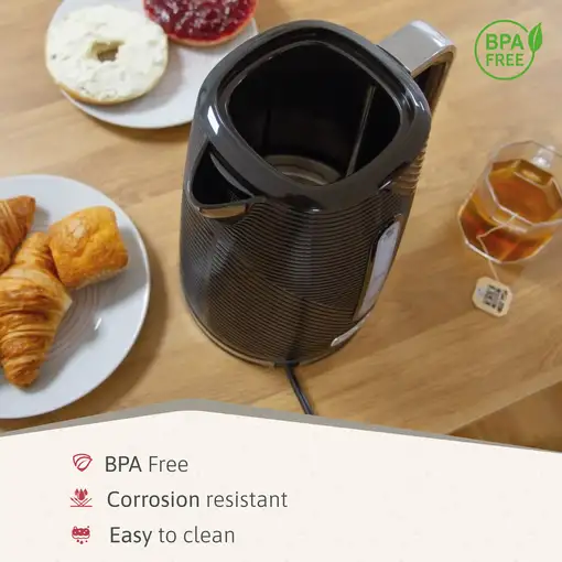 Set Tostadora Pan 2 Rebanadas + Hervidor  Agua 1,7L Inalámbrico, SKT1170BLK Briebe