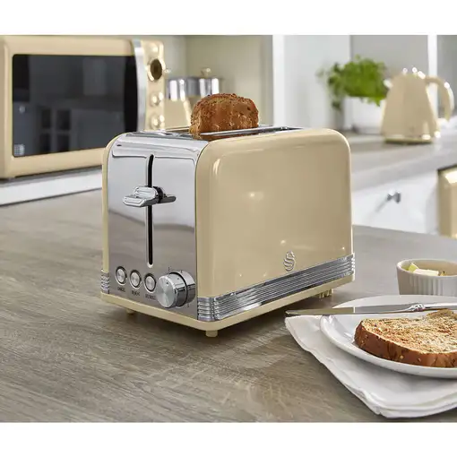 Retro Set Desayuno Hervidor de Agua 1,8 L, Tostadora 2 Rebanadas, STP7050CNEU SWAN