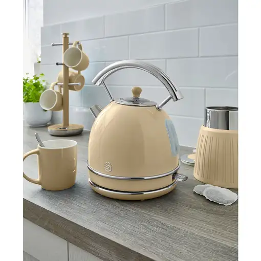 Retro Set Desayuno Hervidor de Agua 1,8 L, Tostadora 2 Rebanadas, STP7050CNEU SWAN