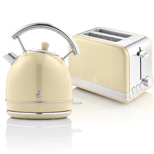 Retro Set Desayuno Hervidor de Agua 1,8 L, Tostadora 2 Rebanadas, STP7050CNEU SWAN