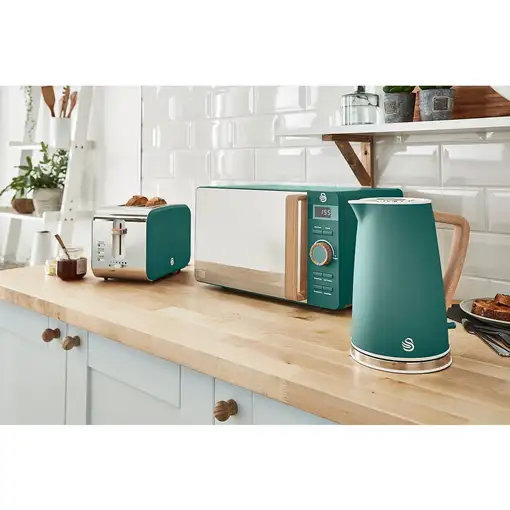 Nordic Set Desayuno, Hervidor 1,7L, Tostadora , Microondas 20L STRP1060GRENEU SWAN