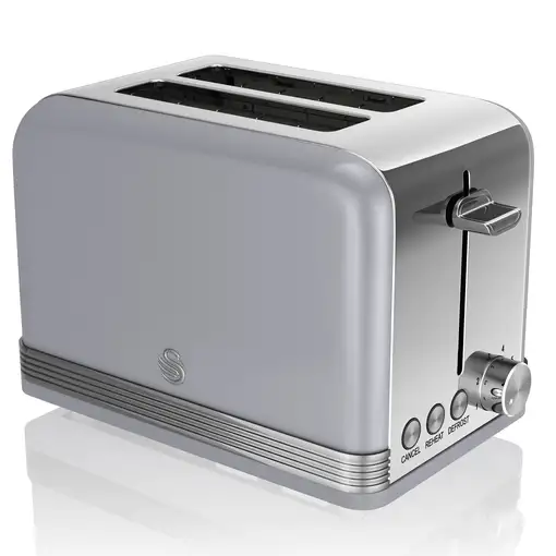 Retro Tostadora Pan Ranura Ancha 2 Rebanadas,  Descongelación, ST19010GRNEU SWAN