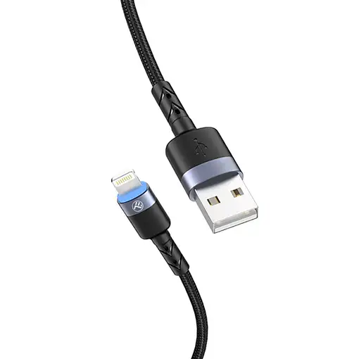 Cable de datos Tellur USB a Lightning con luz LED, 3A, 1,2 m, negro