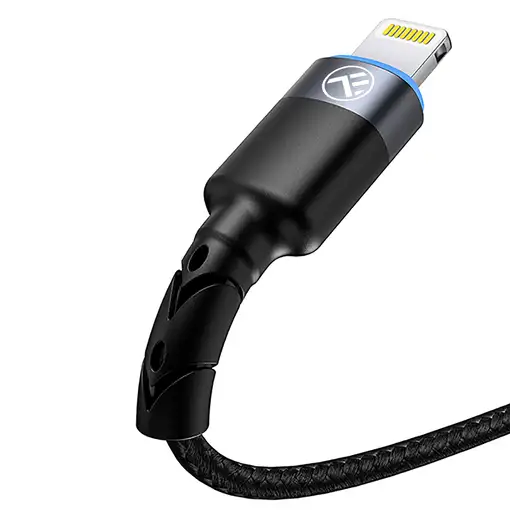 Cable de datos Tellur USB a Lightning con luz LED, 3A, 1,2 m, negro