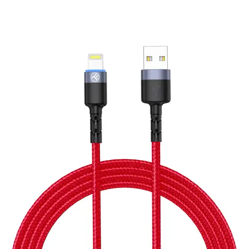 Cable de datos Tellur USB a Lightning con luz LED, 3A, 1,2 m, rojo
