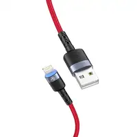 Cable de datos Tellur USB a Lightning con luz LED, 3A, 1,2 m, rojo