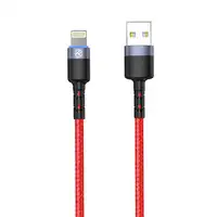 Cable de datos Tellur USB a Lightning con luz LED, 3A, 1,2 m, rojo