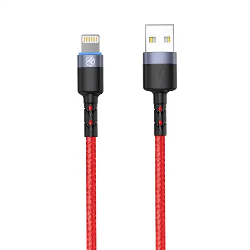 Cable de datos Tellur USB a Lightning con luz LED, 3A, 1,2 m, rojo