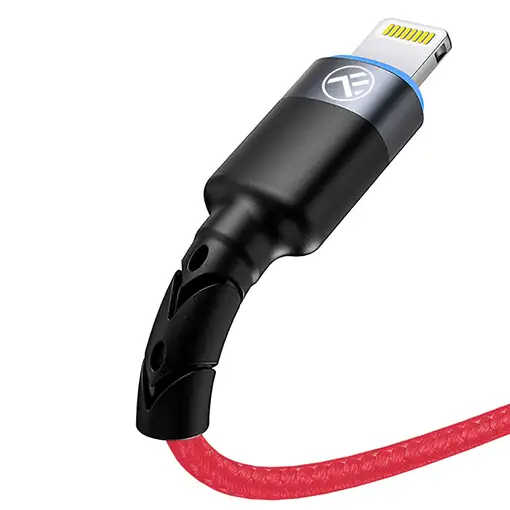 Cable de datos Tellur USB a Lightning con luz LED, 3A, 1,2 m, rojo