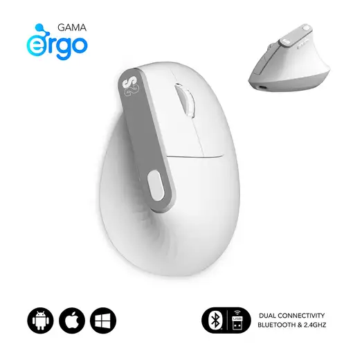 Ratón Nature Vertical Ergo Dual Mouse Batería Blanco