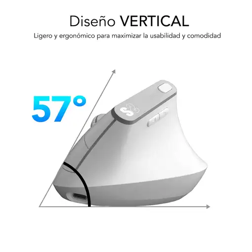 Ratón Nature Vertical Ergo Dual Mouse Batería Blanco