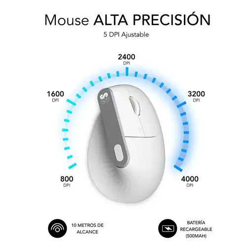 Ratón Nature Vertical Ergo Dual Mouse Batería Blanco