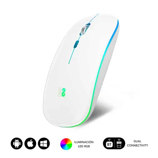 Ratón Inalámbrico Led Dual Flat Mouse  Blanco