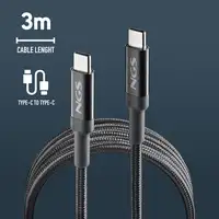Cable de carga rápida de  USB-C a USB-C de 3 metros hasta 100W, NGS