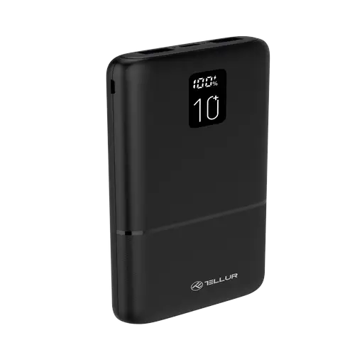 Tellur PD102 Boost Pro 10000mAh Power Bank, pantalla LCD, negro