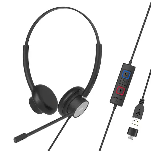 Voice 320 Auriculares para centro de llamadas con cable, binaurales, USB, negro