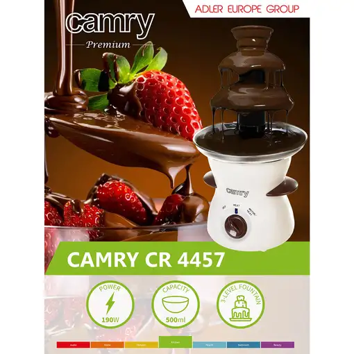 Camry Premium Chocolate fountain CR 4457 chocolateras Marrón, Blanco 190 W
