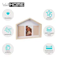 Well Home Marco de fotos en forma de casa con diseño natural 36,6x4x27,2cm 3 fotos