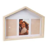 Well Home Marco de fotos en forma de casa con diseño natural 36,6x4x27,2cm 3 fotos