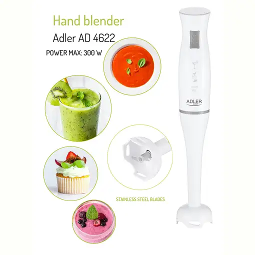 Batidora de Mano Brazo Desmontable, Cuchillas de Corte en Acero Inox AD4622, Adler