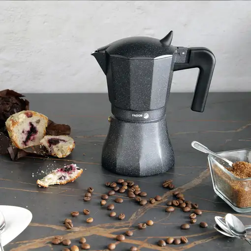 Cafetera Italiana Aluminio 9 Tazas Café, Junta Silicona, 81CFFGATI09 FAGOR