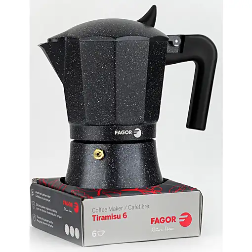 Cafetera Italiana Aluminio 6 Tazas Café, Junta Silicona, 81CFFGATI06 FAGOR