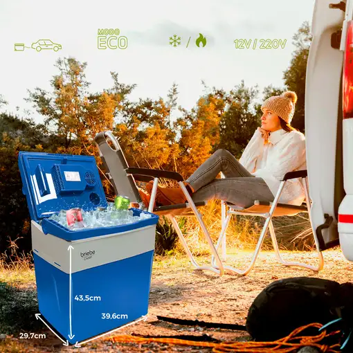 Nevera portátil eléctrica de viaje, 28 L, 12V-220V, CF1153BLU BRIEBE