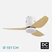 Fabrilamp Borax ventilador de techo blanco/haya led 20W con 3 aspas
