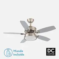 Fabrilamp Braw ventilador de techo niquel/plata haya, 5 aspas reversibles, led 30W