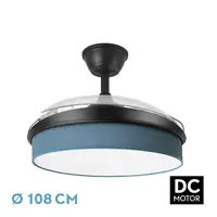 Ventilador DC Moda negro/azul LED 108 cm con mando