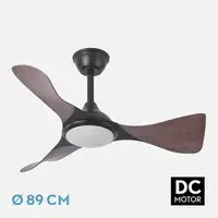 Fabrilamp Caiman ventilador de techo negro/roble, Led 36W, 3 aspas
