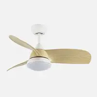 Ventilador DC Átomo blanco/haya, LED 24W, 3 aspas y 6 velocidades