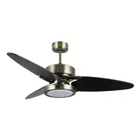 Fabrilamp Cross ventilador de techo negro, 3 aspas reversibles negro/nogal, led