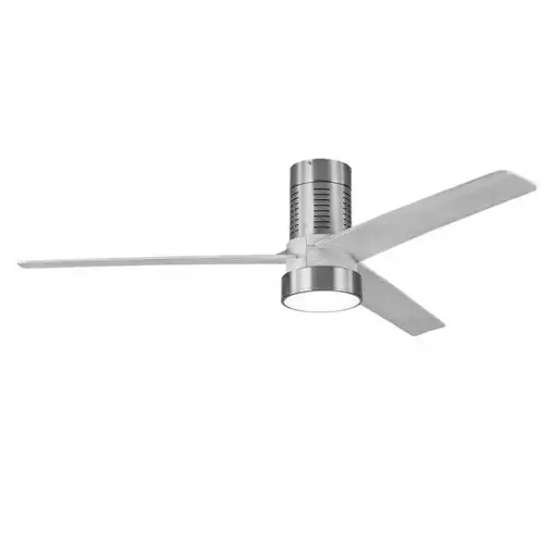 Ventilador LED níquel/gris, 6 vel., con mando y temporizador