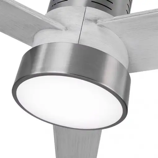 Ventilador LED níquel/gris, 6 vel., con mando y temporizador