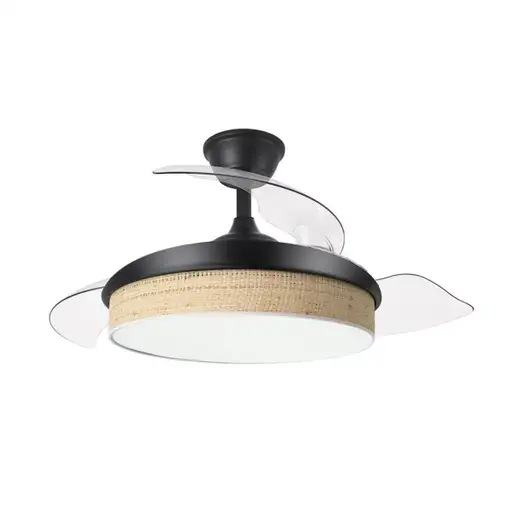 Ventilador DC Moda negro/cañizo claro LED 108 cm con mando