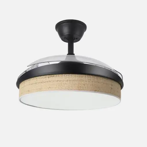 Ventilador DC Moda negro/cañizo claro LED 108 cm con mando