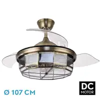 Ventilador DC TORNADO cuero 5xE27 con aspas desplegables