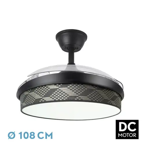 Ventilador DC Moda negro/tetris gris LED 108 cm con mando